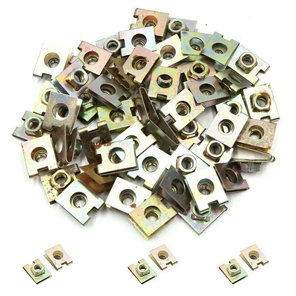 Tissting Set di Dadi a Forma di U, 50 Pezzi M6 - Clip per Auto Tipo U, Fissaggio Pannello Carrozzeria, Resistenza alla Ruggine, Montaggio Parafango, Paraurti, Moto, Riparazione Automobilistica