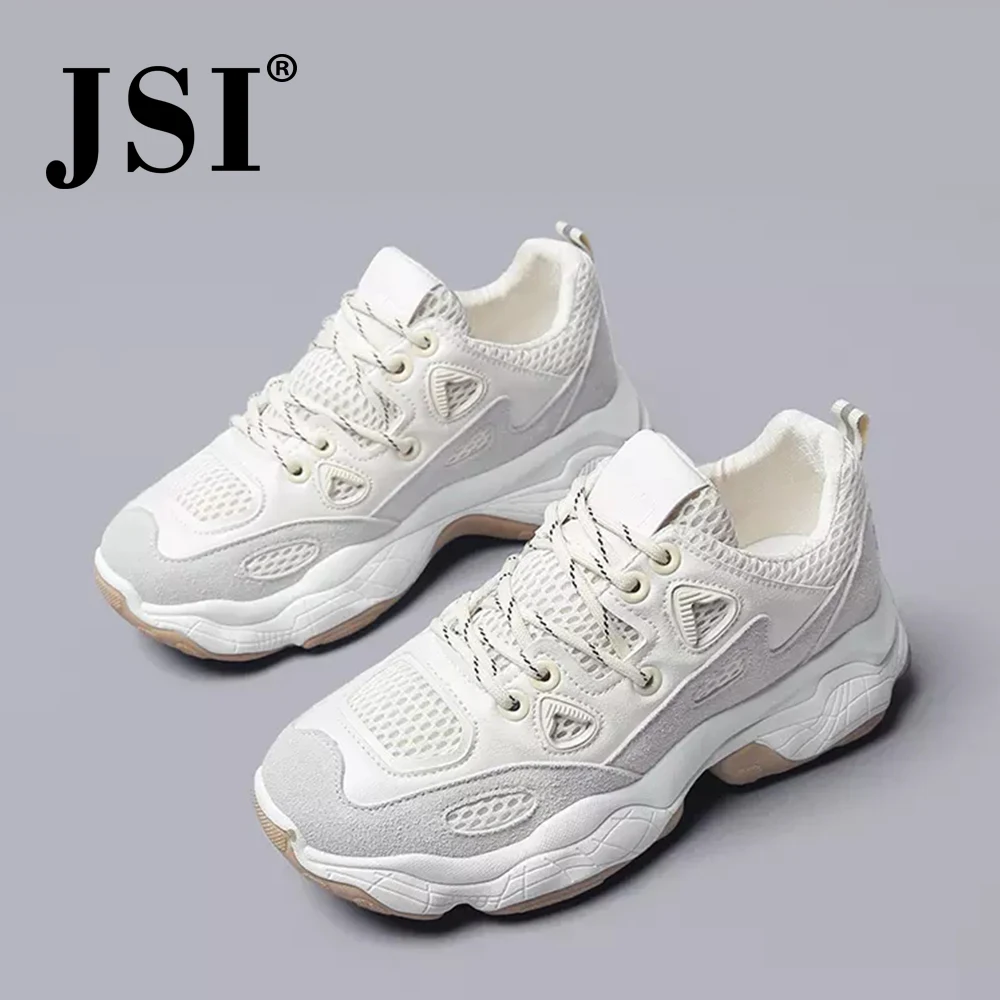

JSJ Flange Mixed Colors Lace-Up Women Sneakers Casual Round Toe Narrow Band Shoes Comfortable Mesh Basic Ladies Sneakers JX4