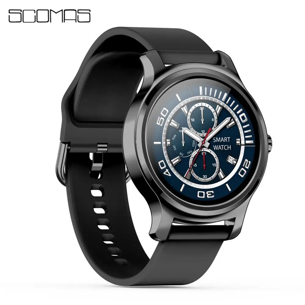 

SCOMAS Smart watch Men Bluetooth Heart Rate Monitor clock Call Message Reminder Music Playe Fitness tracker smartwatch for IOS