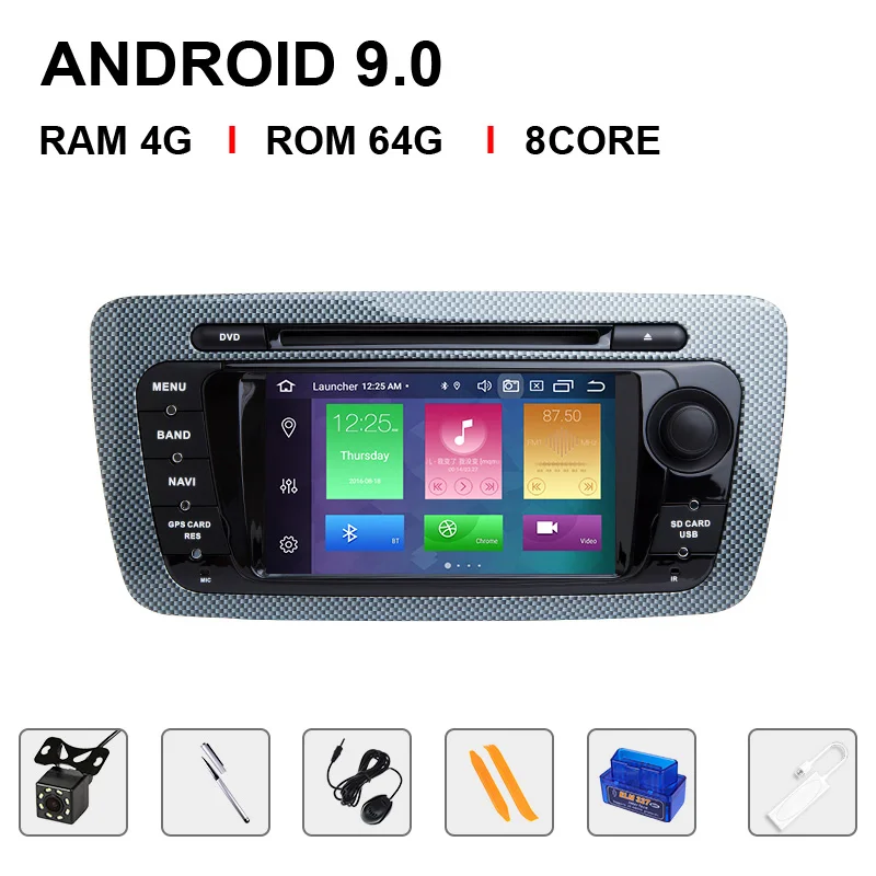 Ips DSP 64GB 2 Din Android 9,0 Автомобильный DVD Радио для Seat Ibiza 6J MK4 SportCoupe Ecomotive Cupra 2009-2013 gps Мультимедиа OBD RDS - Цвет: 64ROM Carplay OBDCam