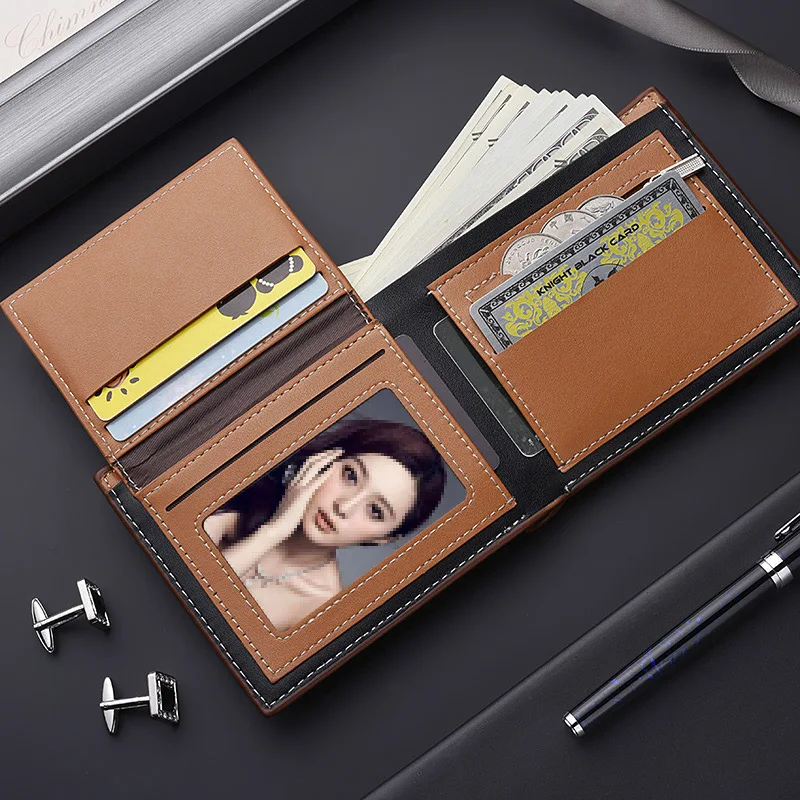 

Classic Slim Wallet Leather Men Solid Matte Leather Business Purse ID Card Holders Male Bifold Short Men's Front Pocket Wallets