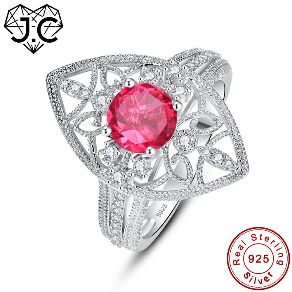 Wedding Ruby & White Topaz 100% 925 Sterling Gemstone Silver Rings Size 6 7 8 9 Wedding Ruby & White Topaz 100% 925 Sterling Gemstone Silver Rings Size 6 7 8 9