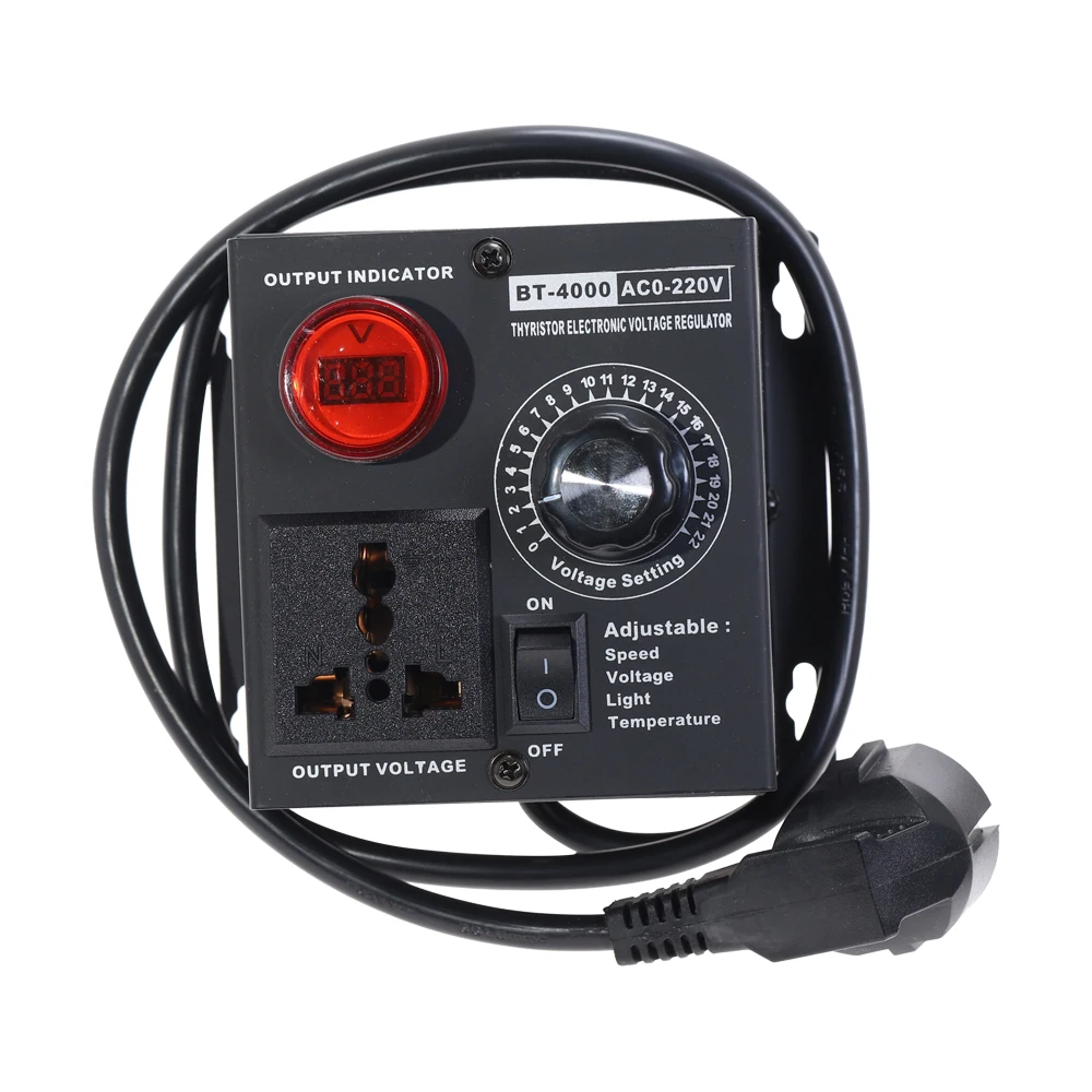 ЕС Plug AC220V 4 кВт SCR Регулируемый диммер светильник температура двигателя
