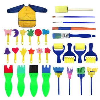 

DIY Kids Painting Foam Sponge Brush Sculpture Clay Apron Moulds Tools Kit Kids Early Art Education Learning Drawing Toy Gift
