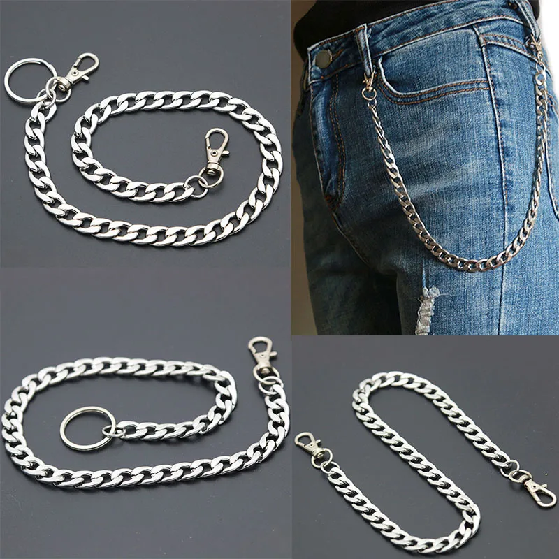 Модный длинный металлический кошелек из нержавеющей стали, цепной поводок джинсовые штаны, брелок, кольцо с зажимом, мужские украшения в стиле хип-хоп