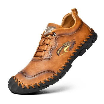 

2020 Spring Suede Leather Men Shoes Solid Casual Dress Shoes Men Lace-up Breathable Non-slip Sole Loafers Man Size 38-46