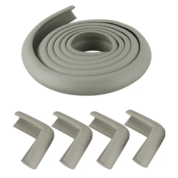 

5 Pcs Gray Protector Cushion: 1 Roll 2M Children Protection Table Guard Strip & 4Pcs Child Baby Safety Desk Table Edge Cover Gua