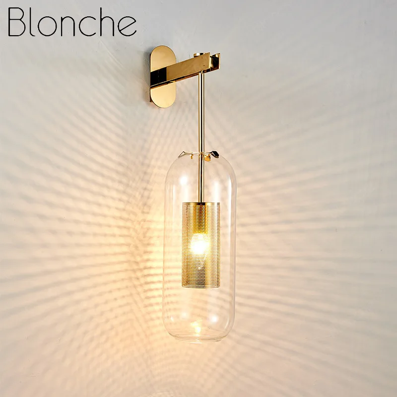 Post-modern Glass Wall Lights Gold Wall Lamp Led Sconces for Bedroom Bathroom Mirror Lighting Fixtures Home Kitchen Luminaire