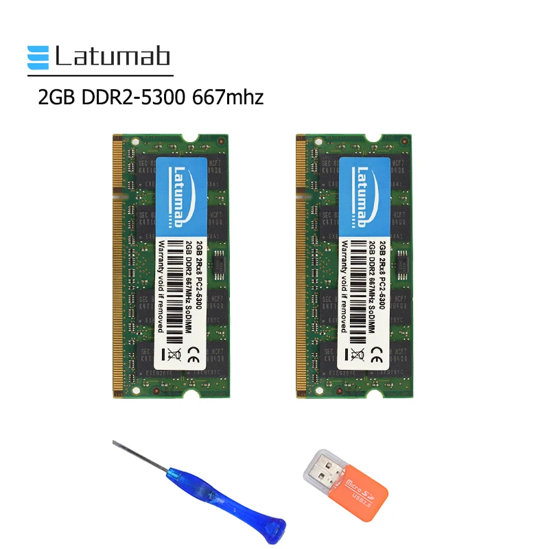 Память для ноутбука Latumab DDR2 2 ГБ 4 667 МГц PC2 5300 память SoDimm ОЗУ 200pin модуль высокого