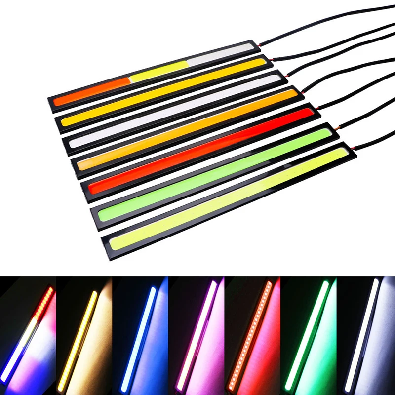 2 pçs universal 17cm carro led barra de luz tira cob luzes diurnas externas à prova dwaterproof água estilo do carro drl barra conduziu a lâmpada
