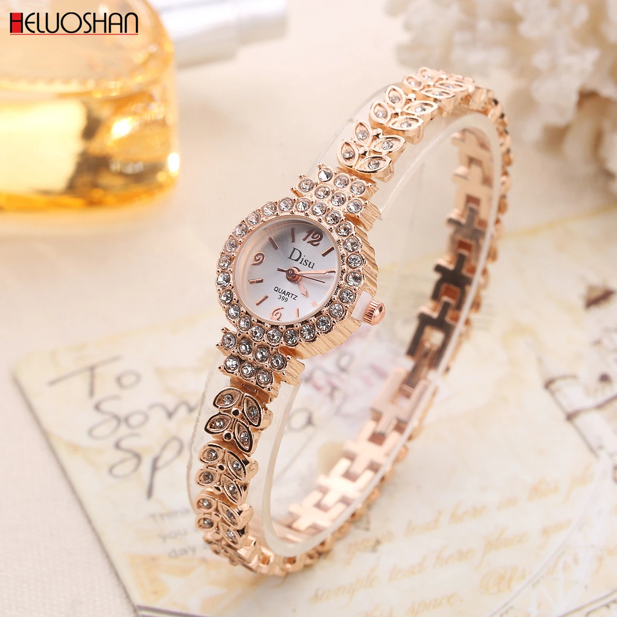 Часы женские кварцевые в форме листьев люксовые модные наручные с браслетом из