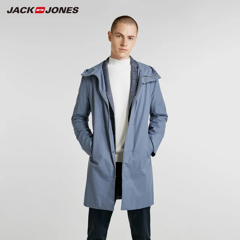 

JackJones Autumn Men's Business Hooded Coat Casual Jacket Long Coat 218321553