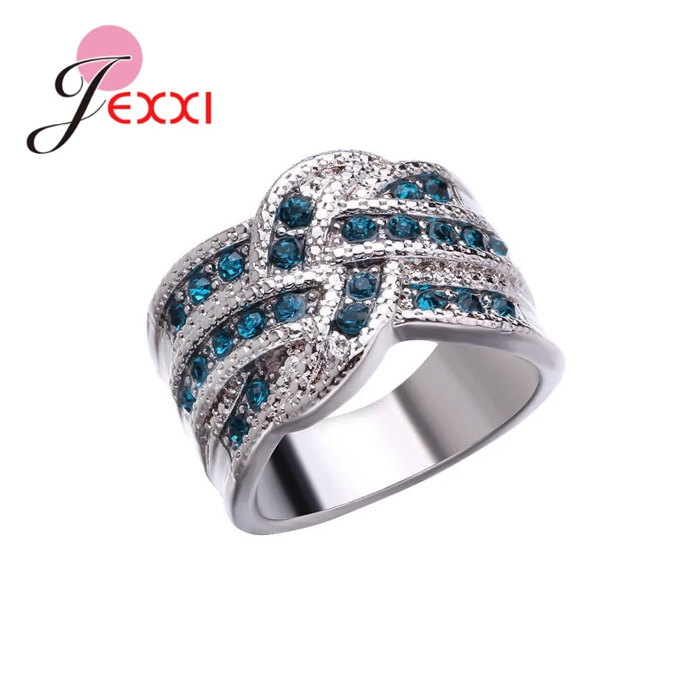 Бренд, большой синий циркониевый камень cz, винтажный кольца из стерлингового серебра 925 для женщин, модные Свадебные обручальные ювелирные изделия