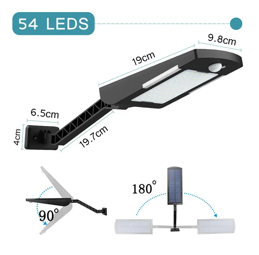 Солнечный светильник Настенный светильник Водонепроницаемый 36/48/54 светодиодов на солнечных батареях Солнечный светильник для сада на открытом воздухе светильник Инж