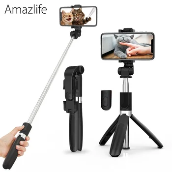 

Amazlife L01s Portable Wireless Monopod Bluetooth Selfie Stick Tripod with Remote 3 in 1 for Smart Phone