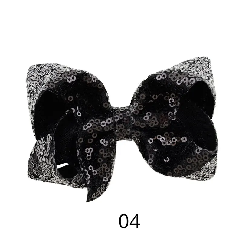 Riclia 20pcs Big Bow Kids Hairpins Sequin Colorful Child Hair Accessories Fashion Princess Hair Clips Boutique Girls Hair Bands - Цвет: 04