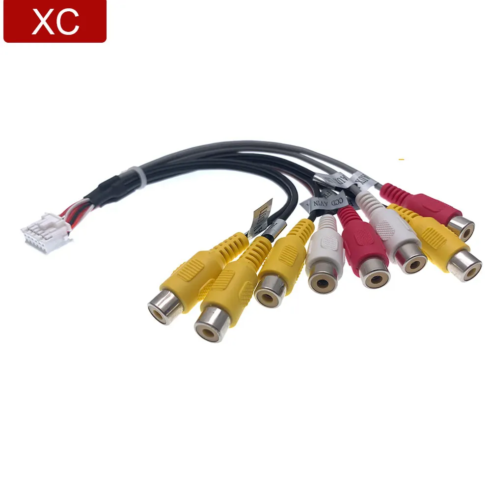 12 Pin Автомобильный Универсальный 8 RCA выходной провод жгут CCD AUX AV входной кабель