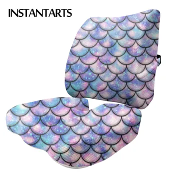 

INSTANTARTS Mermaid Scales Print Breathable Mesh Cloth Fabric Seat Cushion for Leaning Non-slip Car Seat Cushion Comfoatable