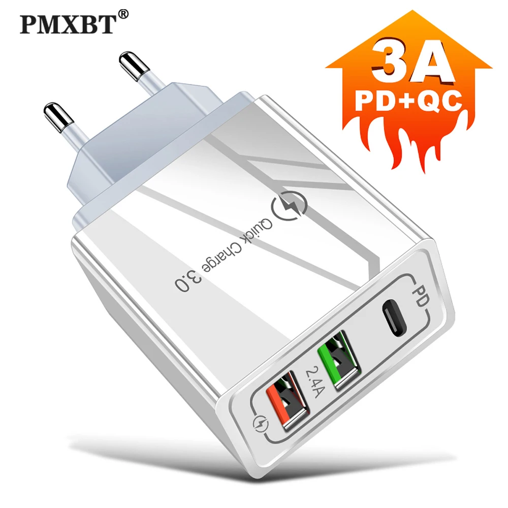 Зарядное устройство USB PD Type C быстрая зарядка 3 0 QC для путешествий Внешнее