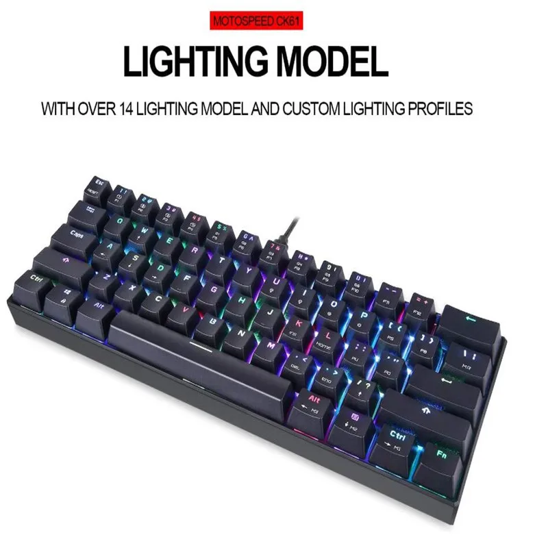 Механическая клавиатура MOTO SPEED CK61 с RGB подсветкой синие/черные переключатели