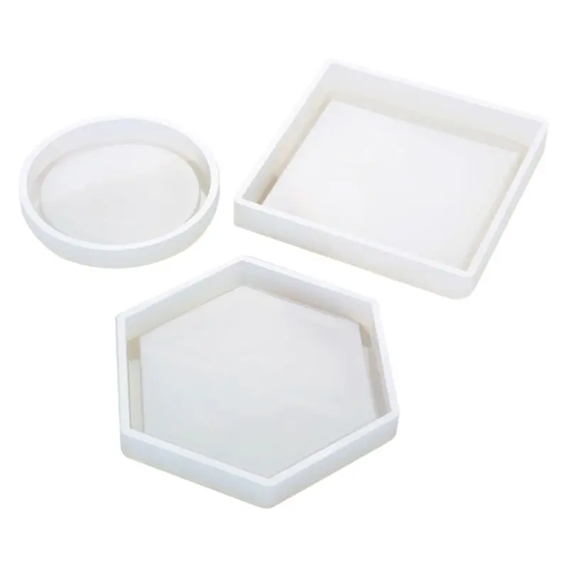 

Silicone Mold DIY Cup Mat Pad Handmade Molds Crafts Epoxy Resin Geometric Shape Hexagonal Square Round Thermal Insulation