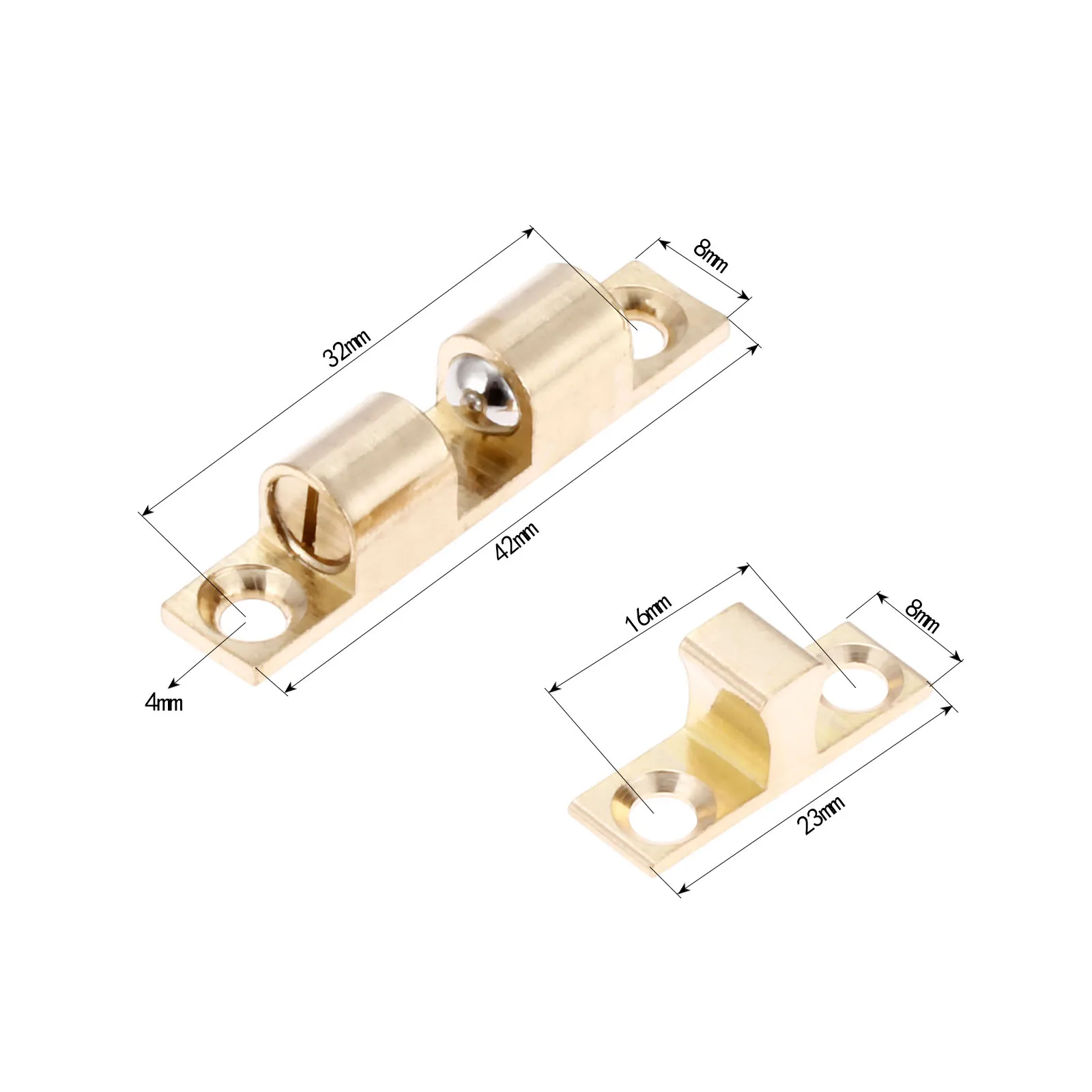 1Pc 42mm Pure Copper Double Ball Latch Clip Lock Cabinet Door Catches Touch Beads Bronze Brass Color Hardware Accessories