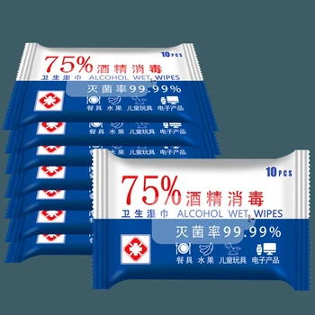 

Wholesale 10 sheets/Pack Portable 75% Alcohol Wet Wipes Antiseptic Cleaning Sterilization Wipes Wet Wipes