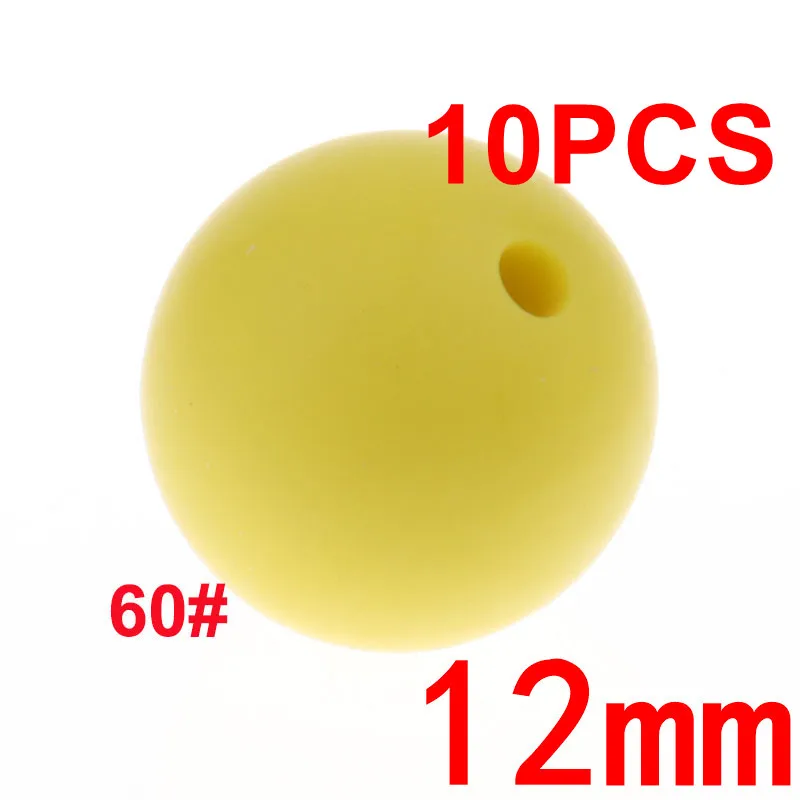 60 Lemon Yellow Fkisbox, 10 шт., 12 мм, жемчужный Силиконовый круглый Прорезыватель для зубов для детей, Бисероплетение без бисероплетения, подарок для младенцев, прорезыватель, подвеска, ожерелье, ювелирное изделие, Mordedor - Цвет: 60 Lemon Yellow