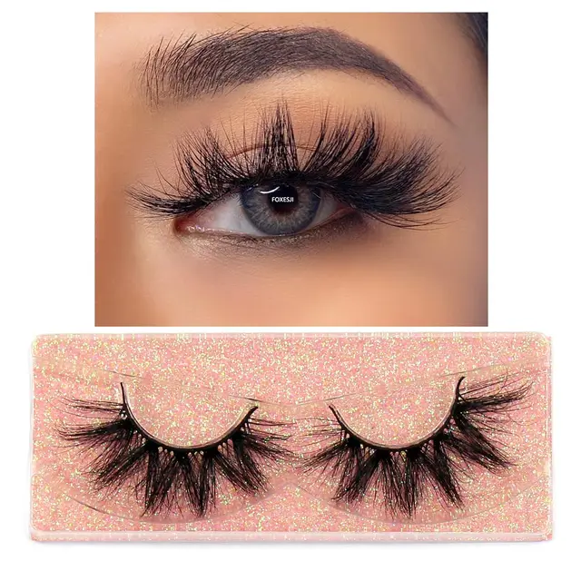 FOXESJI Makeup Eyelashes 3D Mink Lashes Fluffy Soft Wispy Natural Cross Eyelash Extension Reusable Lashes Mink False Eyelashes K41