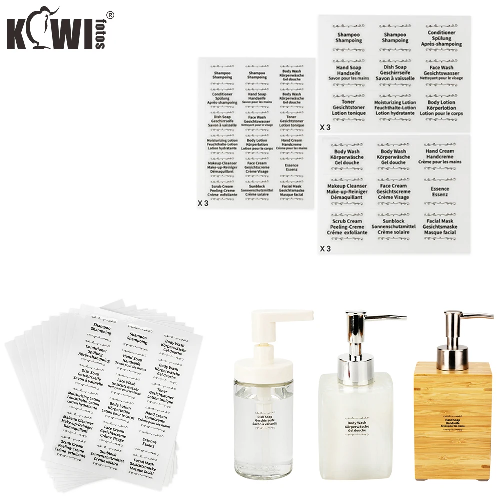 108pcs Waterproof Bathroom Label Stickers Bottles Containers Dispenser Label Self-adhesive Identification Sticker Reminder Label