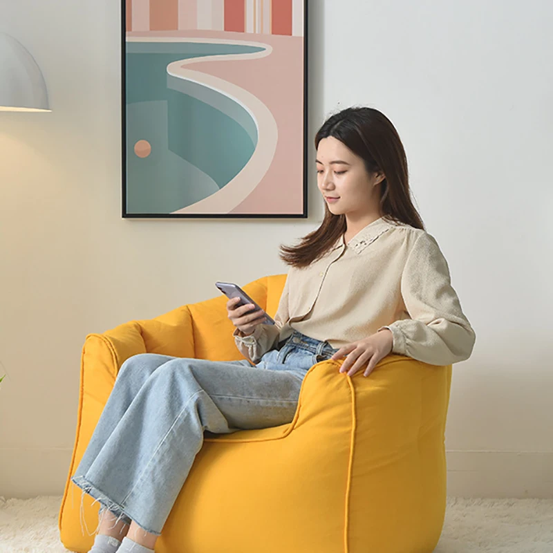 Single Sofa Cama Tatami Comfortable Bedroom Balcony Living Room Creative Lazy Soft Bean Bag Chair Without Filling Children Sofas