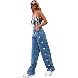 Azul de cintura alta jeans estilo inglaterra mãe do vintage jeans mulher alta rua botões lado das listras soltas calças jeans para mulher azul