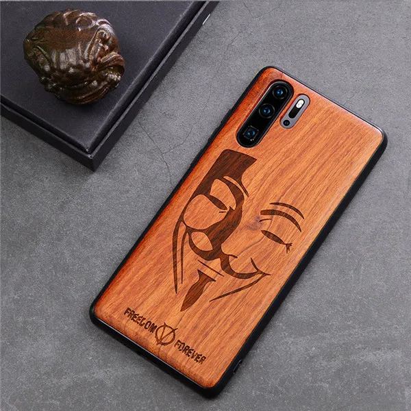 Розово-красный Для huawei P30 Pro Чехол тонкий деревянный задняя крышка ТПУ чехол на бампер на huawei P30 Huawe P30 чехол для телефона - Цвет: Розово-красный