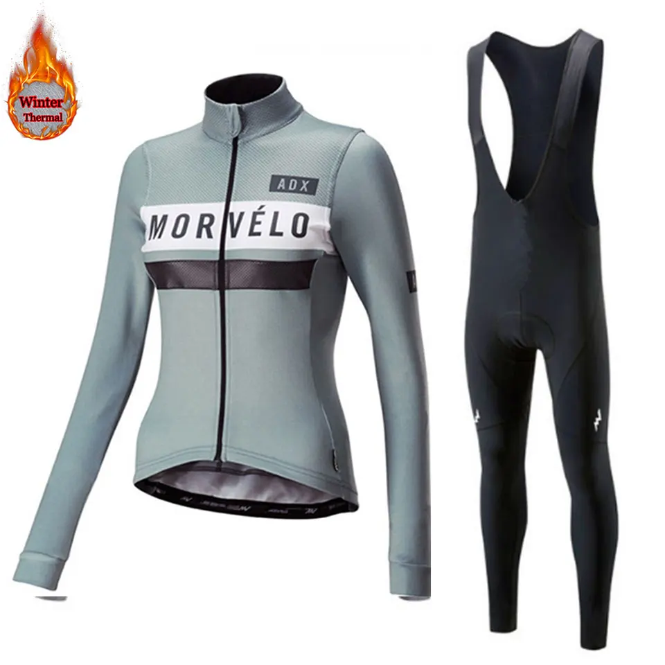 Morvelo Pro team термальный Полярный велосипедный комплект из джерси и велосипедных штанов, одежда для велоспорта, зимний женский комплект для велоспорта ropa ciclismo - Цвет: 4