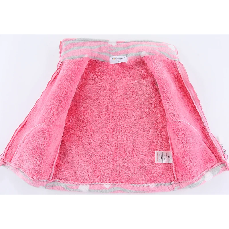 Mudkingdom Girls Vest Jackets Autumn Heavyweight Fleece Thick Warm Kids Outerwear Polka Dots Heart Pattern Coats Girls Clothes