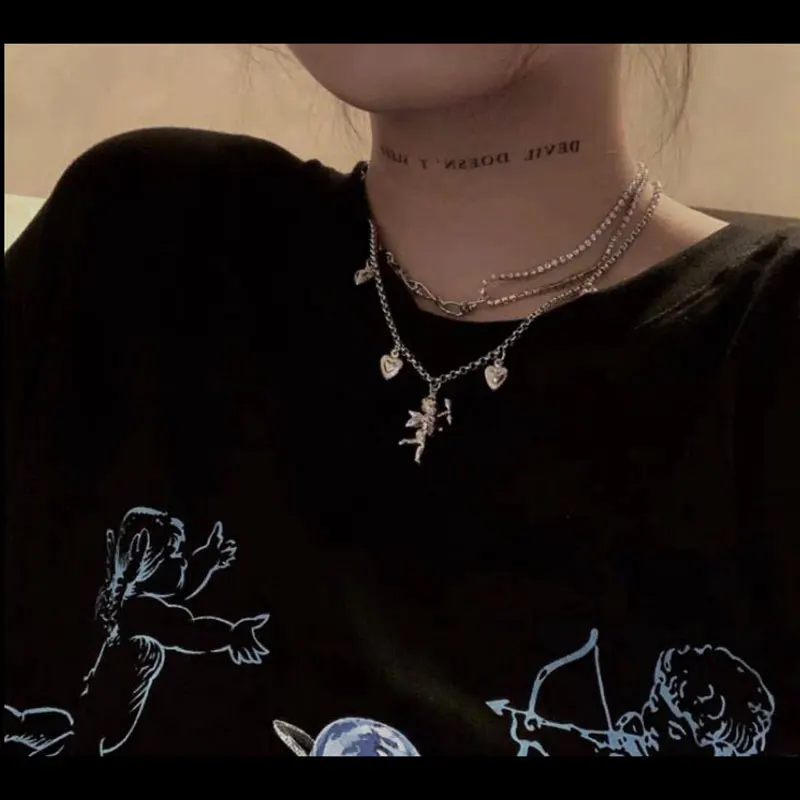 Стильное ожерелье с кулоном в форме сердца e Girl Купидона для девочек цепочка