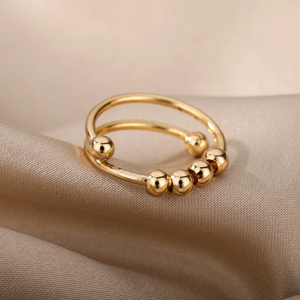 Vintage Beads Rings Rotate Freely Anti Stress Anxiety