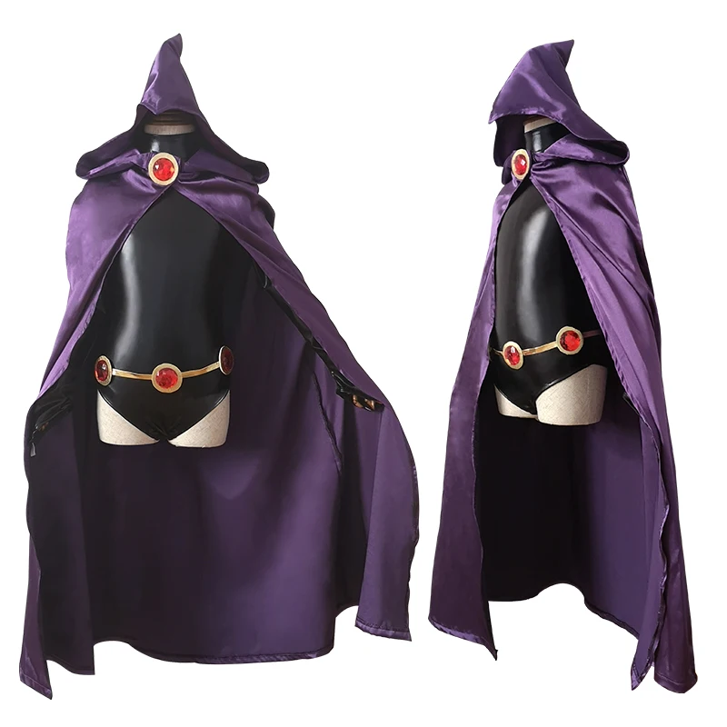 Adult Teen Anime Titans Raven Cosplay Costumes Jumpsuits+Cloak+Belt Party Halloween Fancy Ball Suit