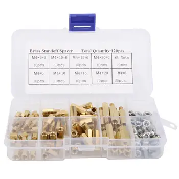 

120PCS Brass Hex Standoff 304 Stainless Steel Screw Nuts Set Board Standoff Screw Nut Assortment tapa tornillos