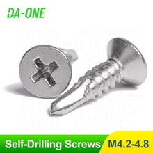 M4.2 M4.8 Phillips Flat Wood Self-tapping Drilling Screws 20/50 Pcs Stainless Steel 410 Countersunk Tapping Screw Woodworking