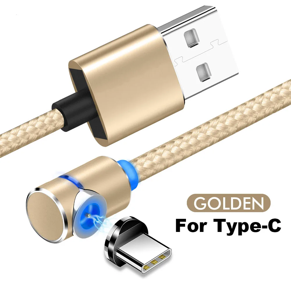 Магнитный кабель для зарядки для IOS для iPhone X XR, быстрая зарядка, Micro USB кабель для передачи данных, Тип C, usb шнур для зарядки, 1 м, 2 м - Цвет: For Type C Gold