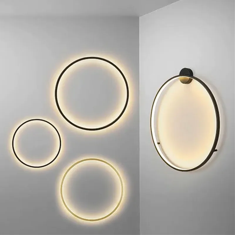 

Круглый настенный светильник в скандинавском стиле, современный светодиодный минималистичный светильник для гостиной, спальни, прикроватного столика, коридора, декоративный настенный светильник