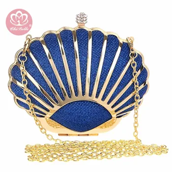 

Chibelle Women Evening Bag Popular Fashion Alloy Day Clutch Bags Crystal Shell Small purse Bags Wedding Bridal Diamond Bags