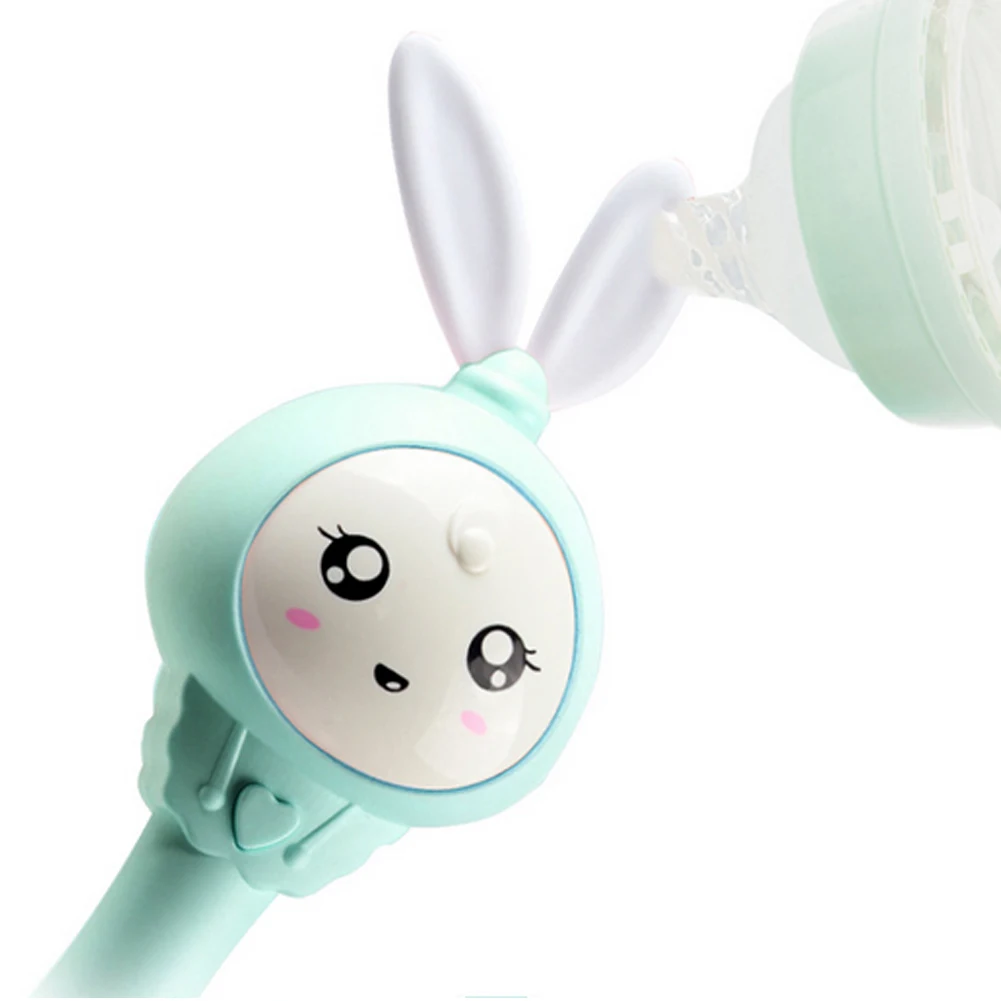 Детский погремушка-погремушка с изображением мультяшного кролика, музыкальный светильник, Игрушка-прорезыватель, подарок