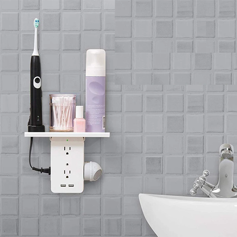 

Wall Shelf Hanging Socket Plug Board Bracket Storage For Phone Plug Tray Wall Insert Bracket Wall Plug Multipurpose socket Tray