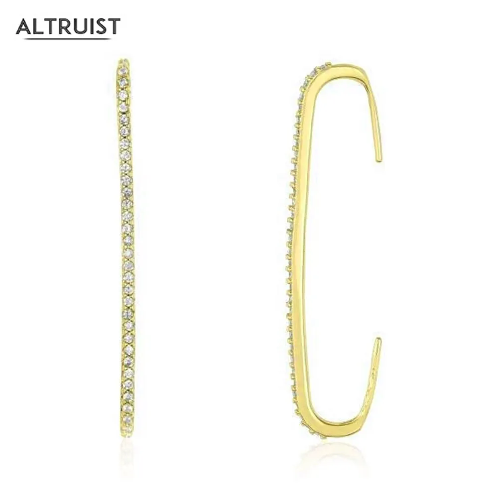 Altruist 925 Sterling Silver Single Earbar Earcuff Non pierced Earrings Ear Cuff Ear Bars For Women Colorful CZ Jewelry