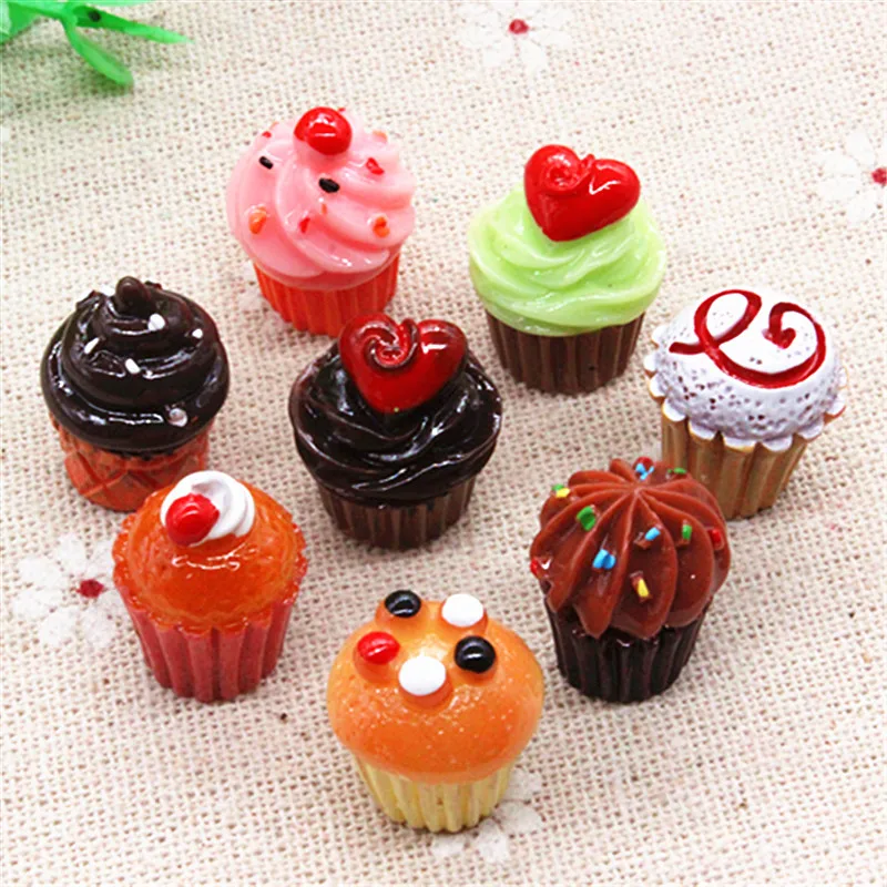 10pcs Cute 3D Resin Cake Cup Dessert Simulation Miniature Food Art Flatback Cabochon Accessories Craft DIY 15*21mm | Дом и сад