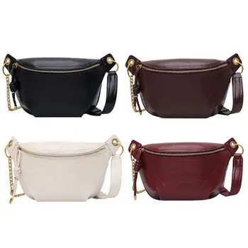 

Exquisite Chest Bag Ladies Retro PU Leather Zipper Waist Packs Street Crossbody Pack Women Adjustable Belt Messenger Bags
