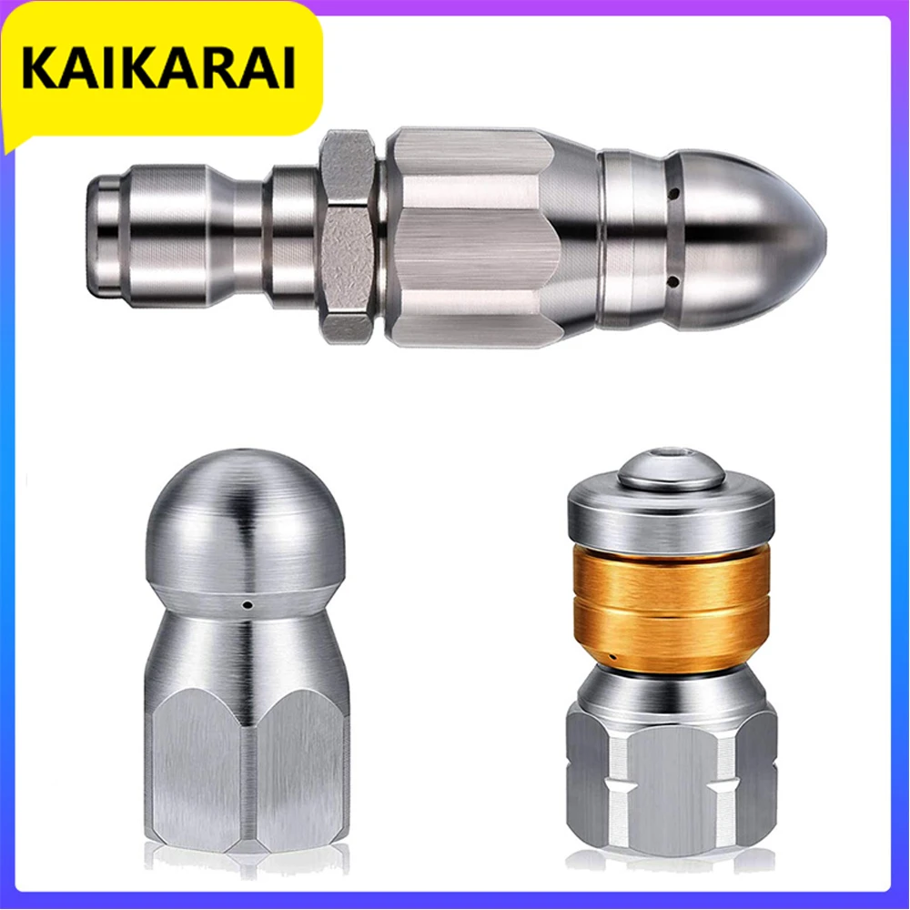Washer Nozzle 1/4inch Stainless Steel Pressure Washer Drain Sewer Cleaning Pipe Jetter Spray