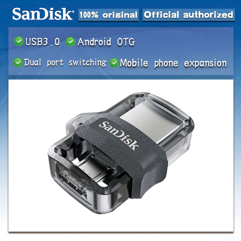 SanDisk двойной OTG USB флэш-накопитель 32 Гб 16 Гб флешки 64 Гб sdd3 usb-накопитель 3,0 ручки накопители 128 Гб Поддержка 0fficial проверка